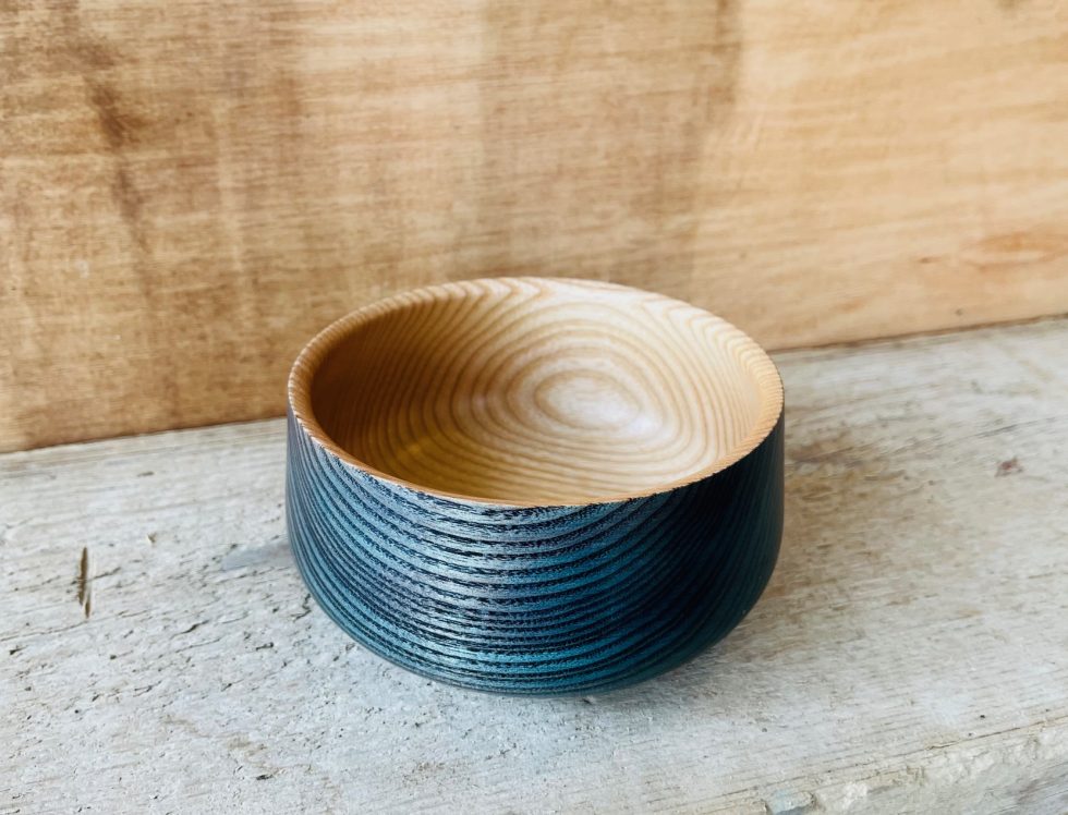 Ade Lewis. Woodturning Artist Somerset Sycamore Ocean Bowl 15cm x 7.5cm